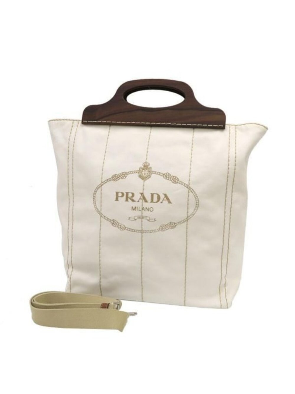 Prada Canapa Shoulder Bag White